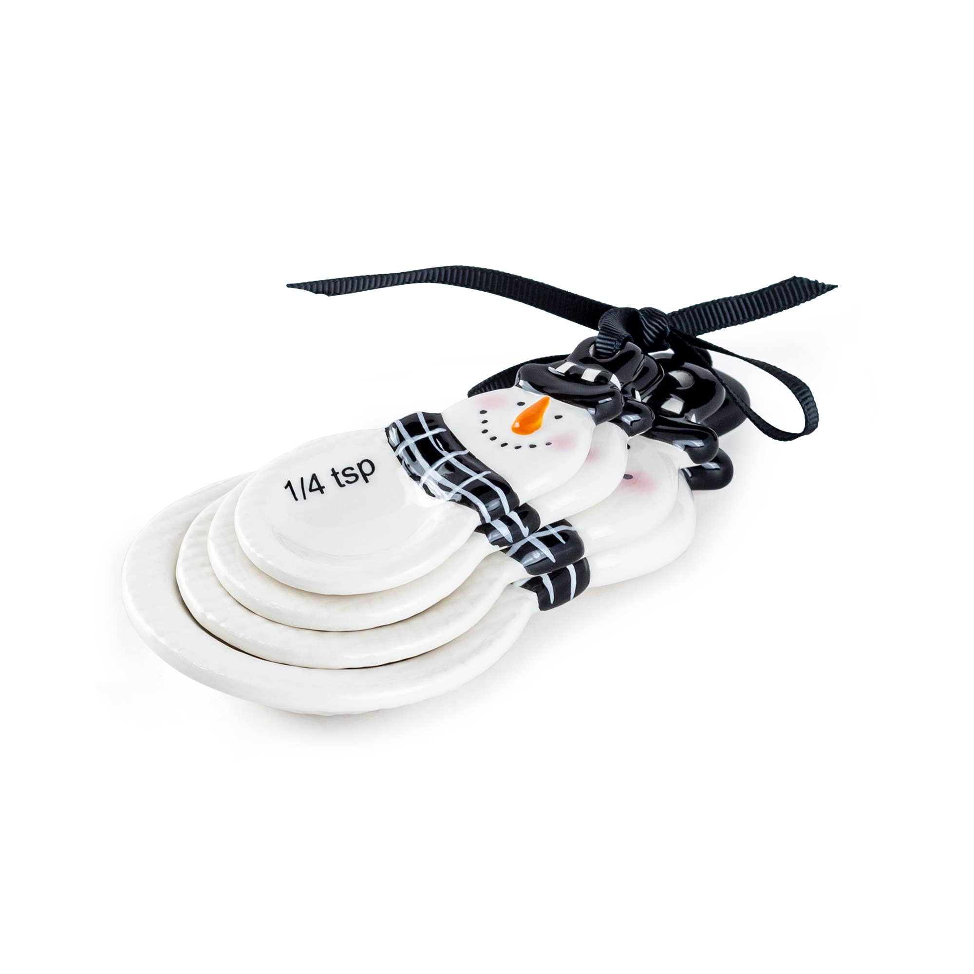 Grace Teaware - Vente Cuillère doseuse - Ensemble de 4 cuillères à mesurer en céramique Snowman2