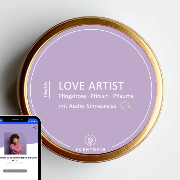 LOVE ARTIST Canola Wax Scented Candle 110g/20h Wood Wick for wholesale by SCENTORIE.