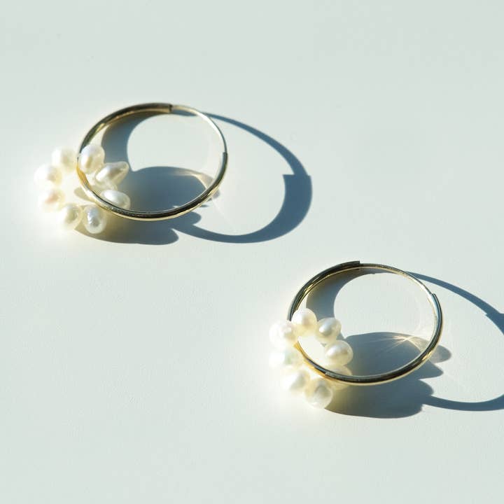 Object Flux - Wholesale Hoop Earrings - 14K Gold Gemstone Hoop Earring