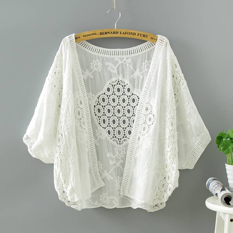 Hope & Sunshine – Engroshandel Cardigan - Dame – Batwing ærmer cover-up blonde bolero1