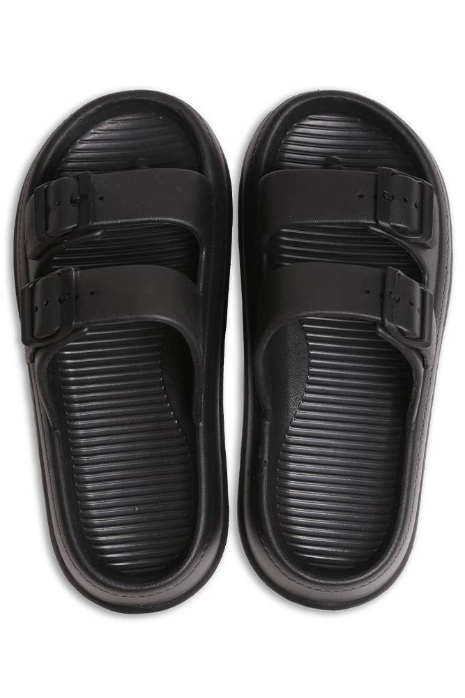 Hana - Wholesale Slides - Women's - Solid Comfy Double Strap Slide Slipper15