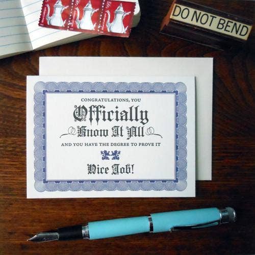 Know It All Certificate for wholesale by a. favorite design