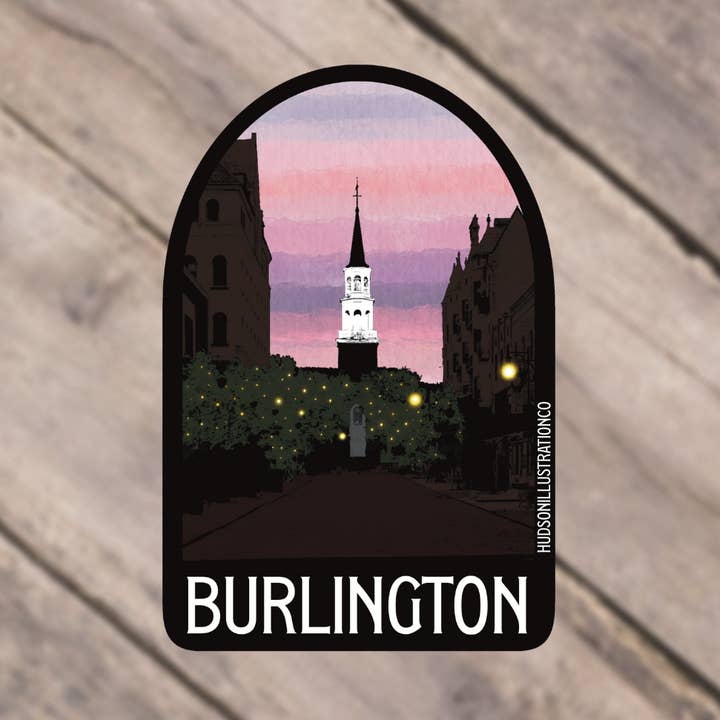 Burlington Vermont Church St - Sticker/Magnet/Print/Postcard for wholesale by Hudson Illustration Co - About Town Co