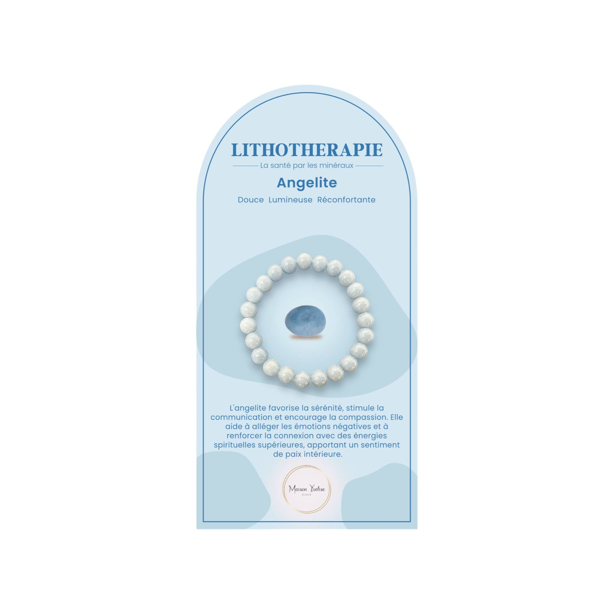 Maison Yvelise - Wholesale Prayer Beads Bracelet - Angelite natural stone bracelet (White and blue)