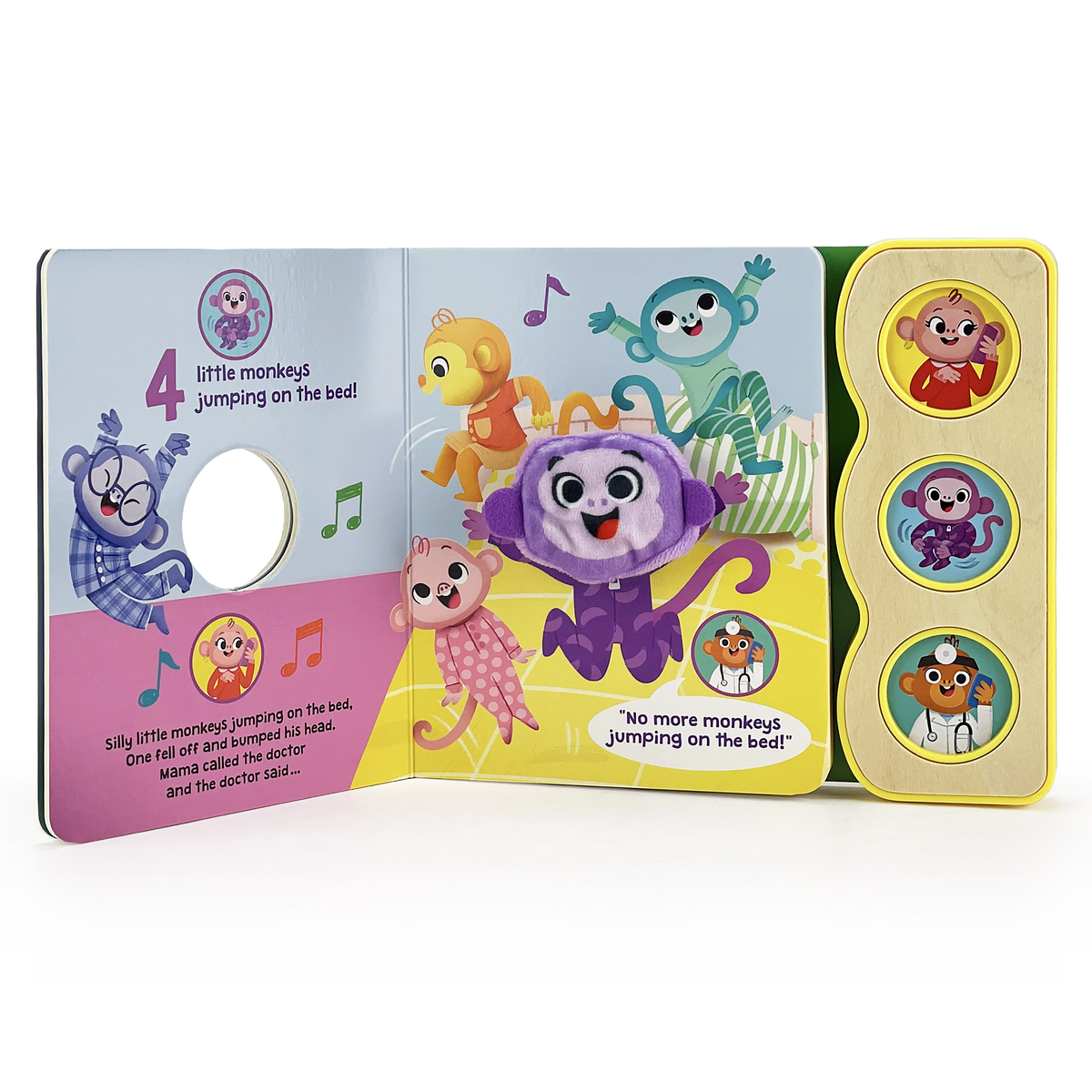 Cottage Door Press - Wholesale Baby & Toddler Book (0-2) - Five Little Monkeys 3-Button Sound with Puppet Board Book1