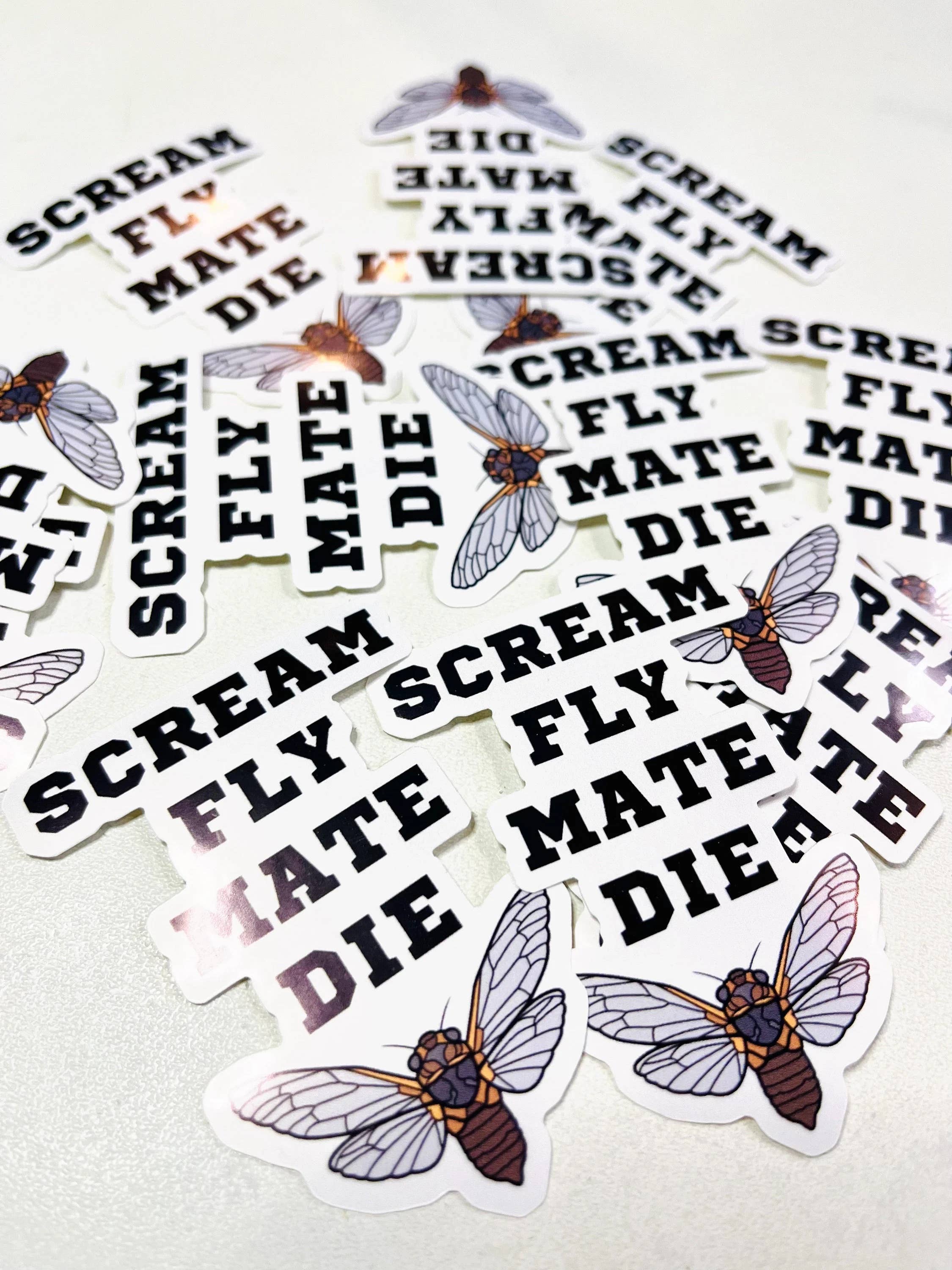 Tiny Baker Creations - Wholesale Sticker - Cicada Vinyl Sticker | Scream, Fly, Mate, Die | Bug Sticker5