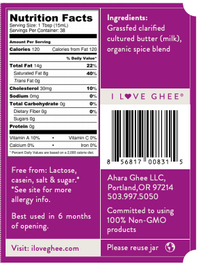 AHARA RASA – Manteiga por atacado – Chai Spice Ghee4