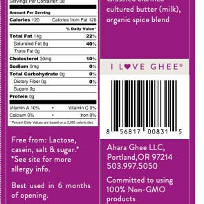 AHARA RASA – Manteiga por atacado – Chai Spice Ghee4