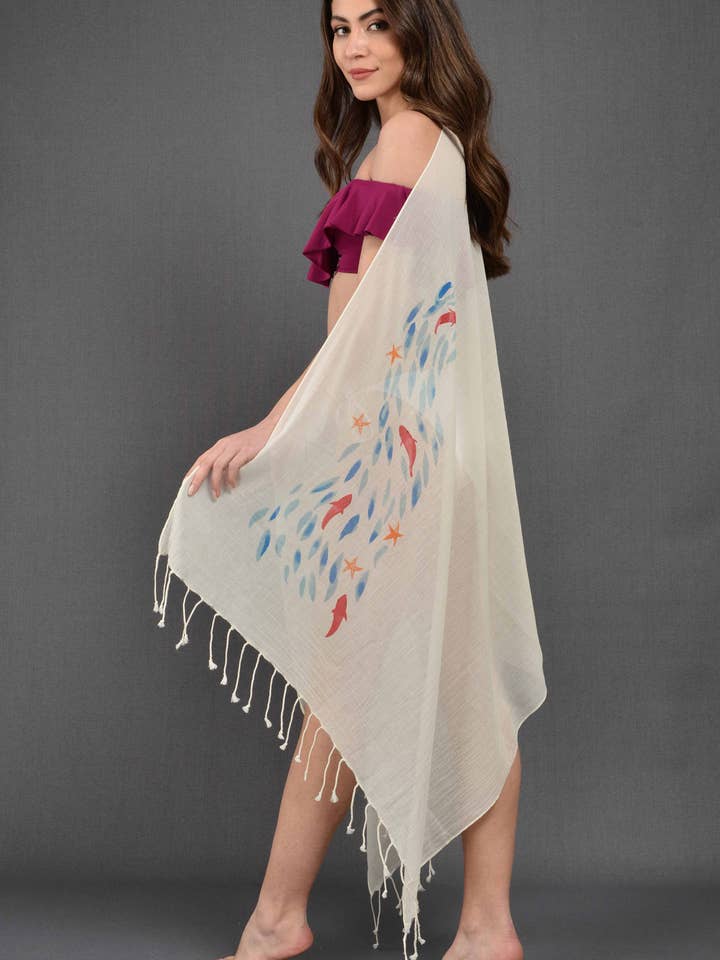 Bomull vågig fisk med väska Pareo för wholesale av Dosimira