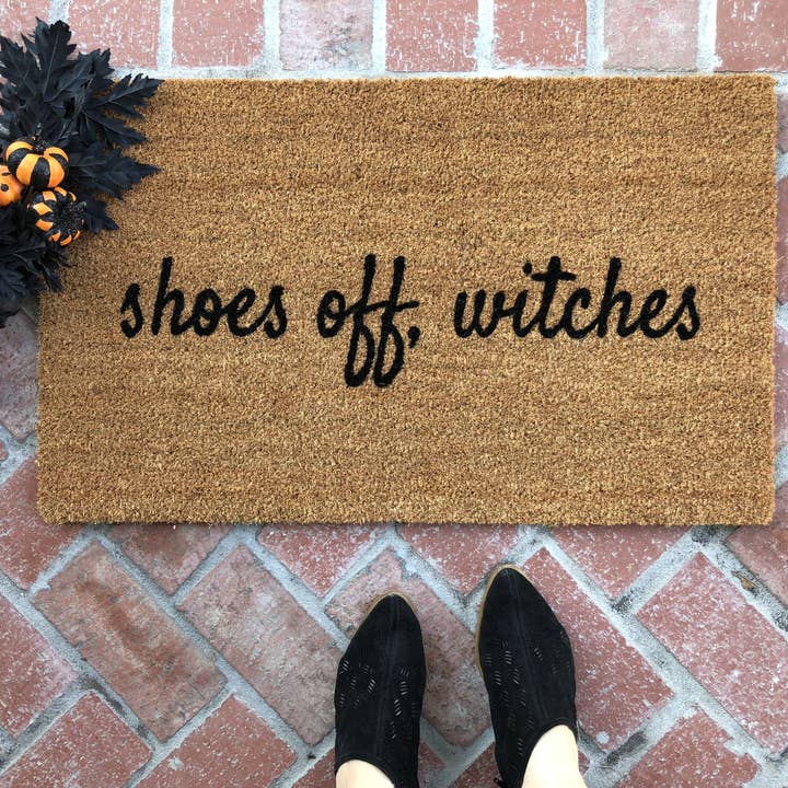 Nickel Designs Doormats - Wholesale Door Mat - shoes off witches Funny Halloween Doormat