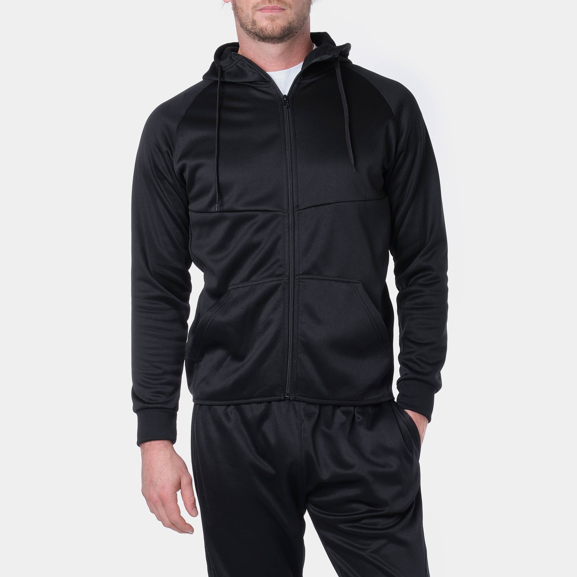 Sort Kento sort træningssæt til mænd med joggers og hættejakke for engroshandel på Faire6