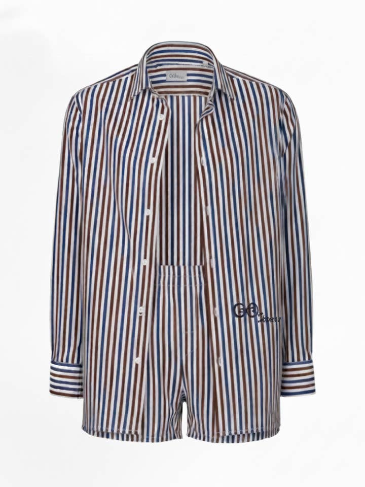 Dark Brown Tricolor Shirt for wholesale by Caramì