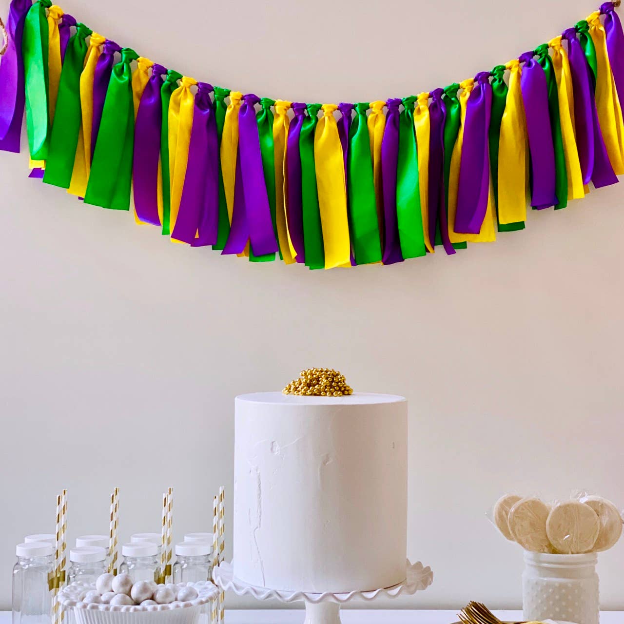 The Party Teacher - Wholesale Bunting/Garland - Mardi Gras Ribbon Bunting2