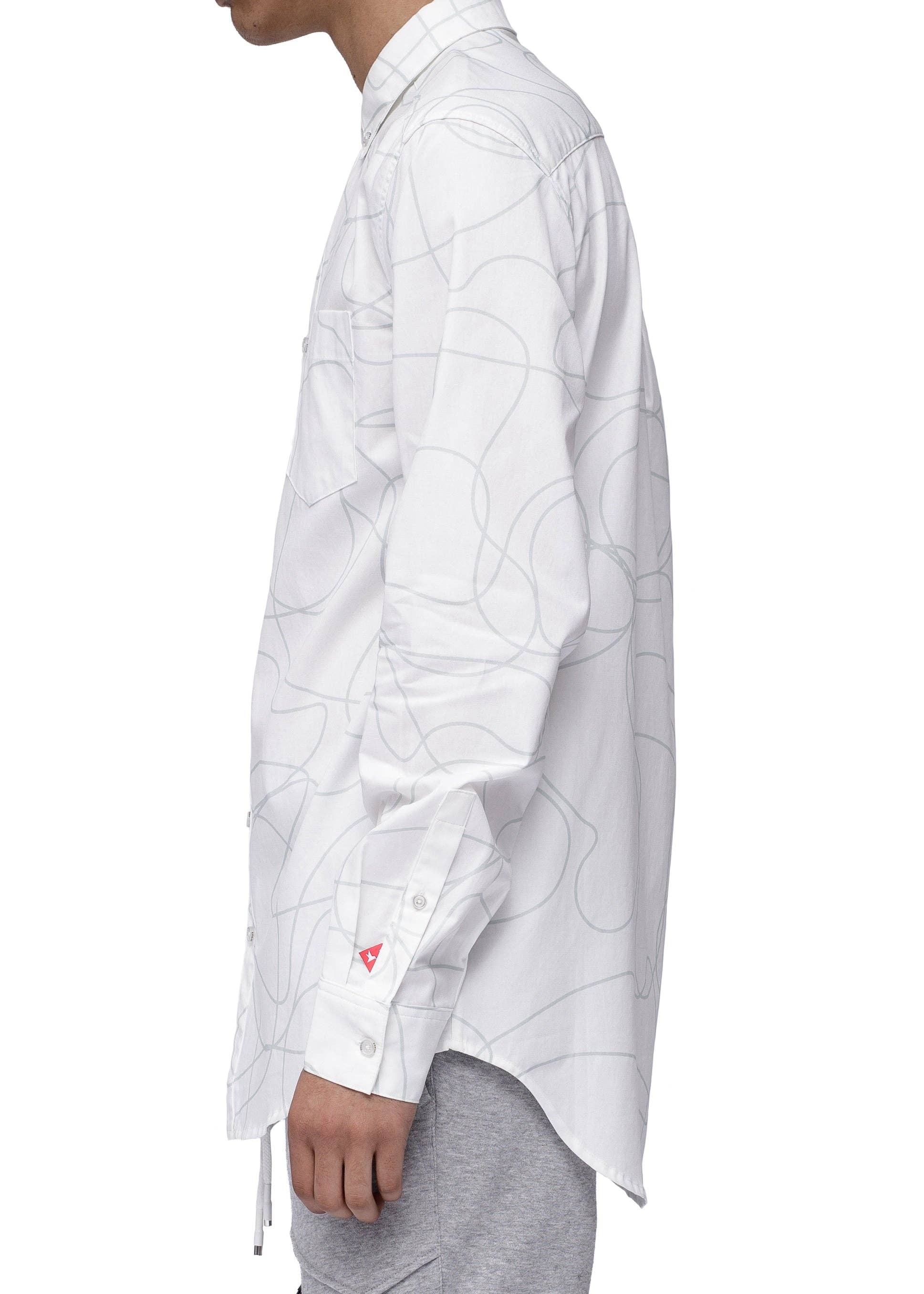 Bianco Camicia a maniche lunghe da uomo con stampa a righe in bianco in vendita all'ingrosso su Faire1