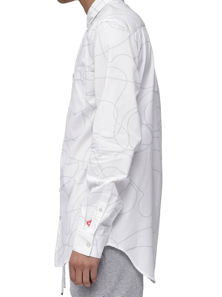 Bianco Camicia a maniche lunghe da uomo con stampa a righe in bianco in vendita all'ingrosso su Faire1