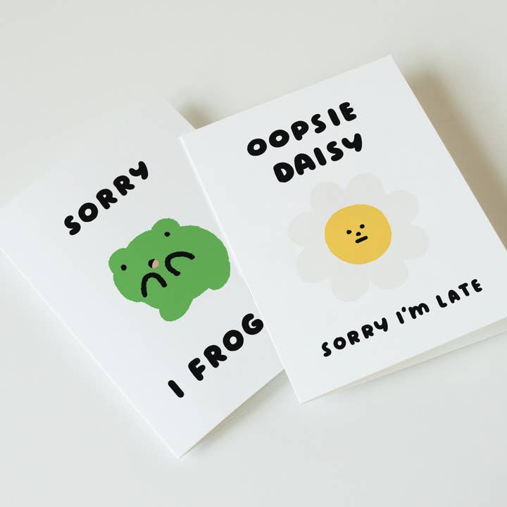 iej studio – wholesale Birthday card – Funny Belated Birthday Card - Hilarious Frog Pun Apology1