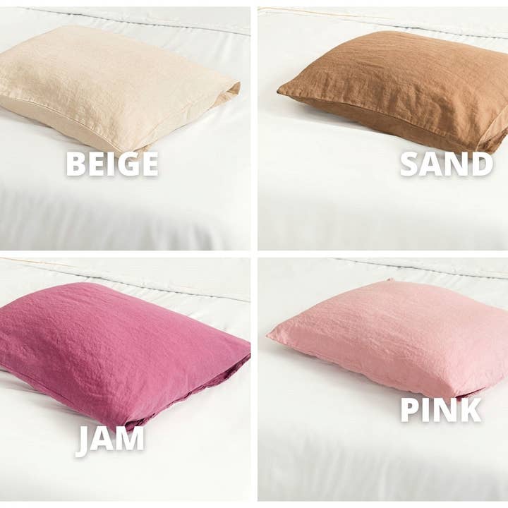 LinenQ – Großhandel Kopfkissenbezug – Leinen-Kissenbezug mit Bändern - Standardgröße23