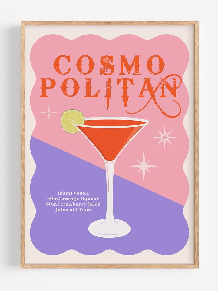 Cocktail cosmopolita per la vendita all'ingrosso da parte di Peardrop Prints