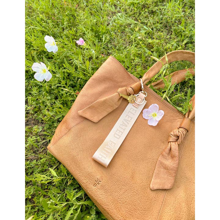 Elevated Faith - Wholesale Keychain - Unisex - Beige Oversized Logo Keychain1