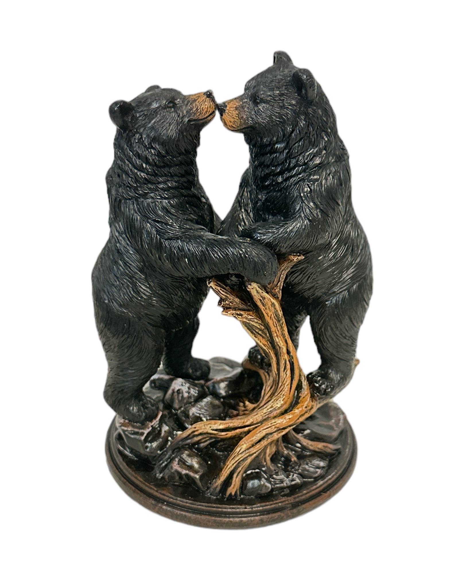 De Leon Collections - Wholesale Decorative Figurine - Black Bear Kissing Couple on Tree Branch Rustic Figurine0