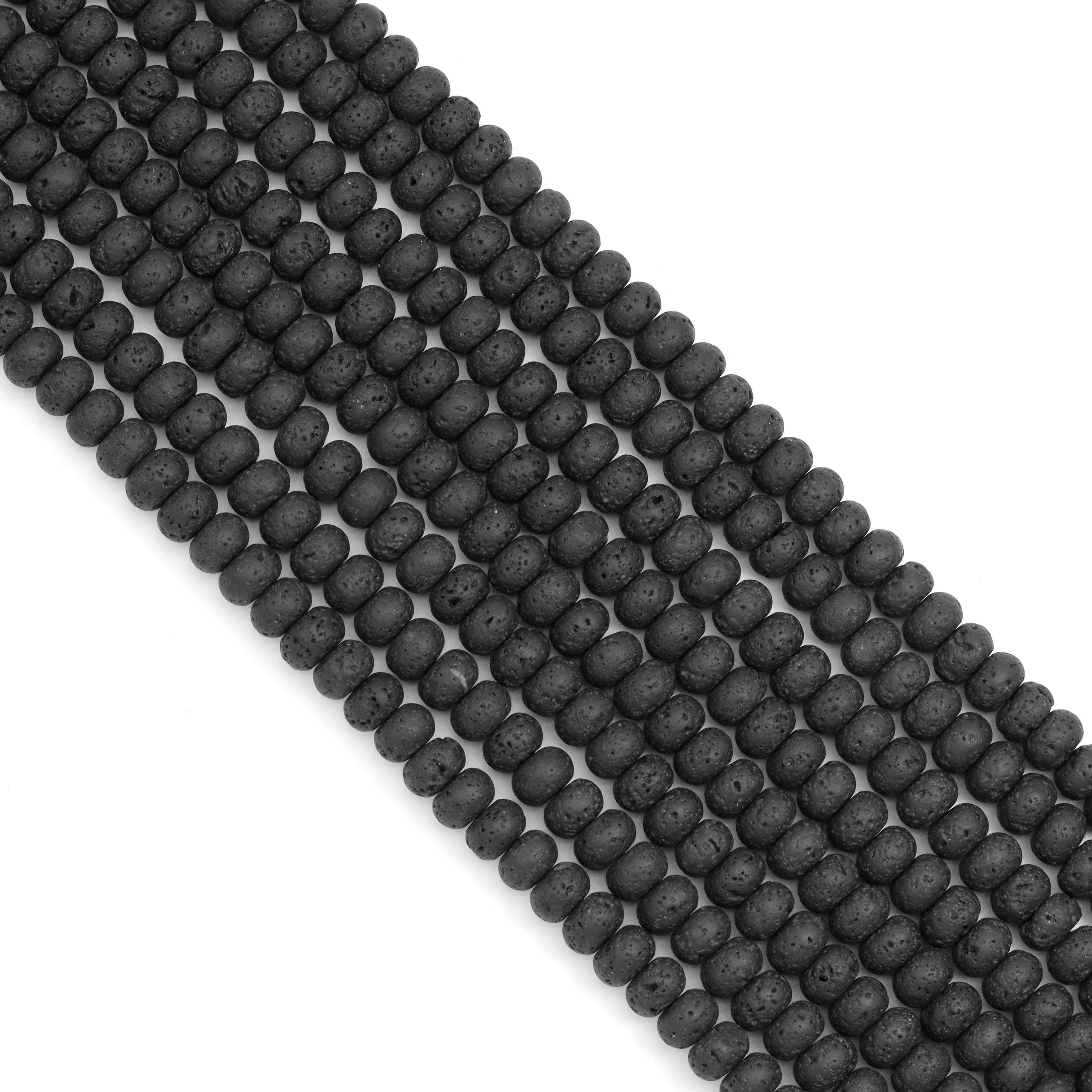 BestBeads&Beyond - Wholesale Beads - 4x6mm/5x8mm Rondelle Smooth Black Lava Beads, Sku#U18712