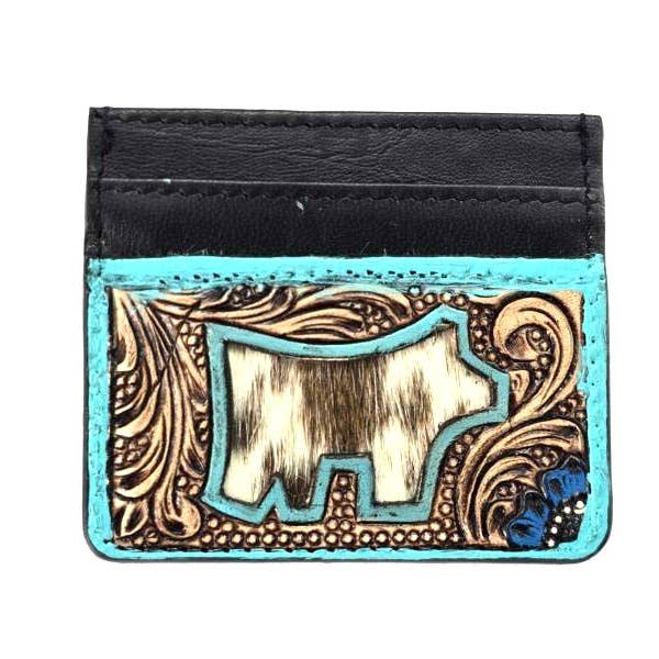 Western Tooled Cow Cut Genuine Leather Card Holder for wholesale by Snowing West