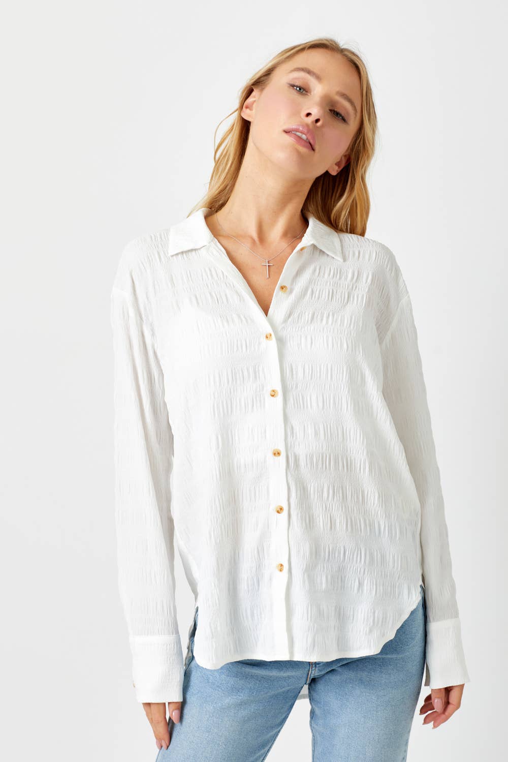 Mystree - Wholesale Button Down Shirt - Women's - 60209 Textured Button Down Shirt13