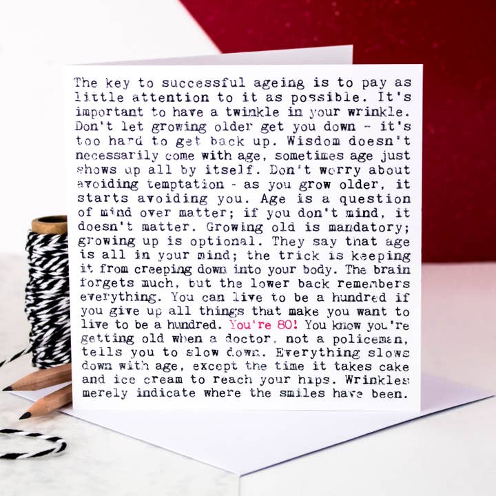 80th Birthday Card, Funny Ageing Quotes, You're 80! for wholesale by Coulson Macleod (U.S. Duties Paid)