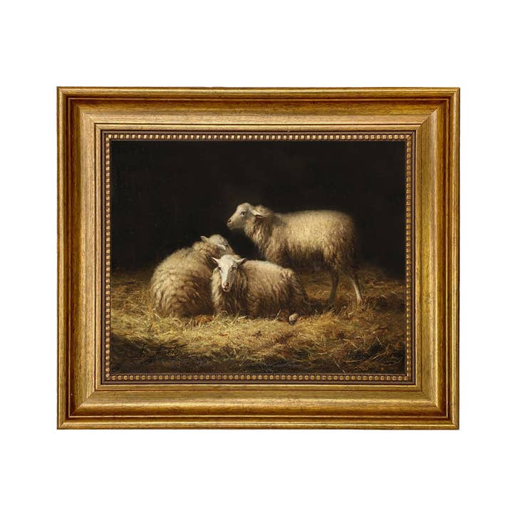 Madison Bay Co. - Historical Home Decor Reproductions - Wholesale Painting/Drawing - Sheep in the Hay Framed Painting Print on Canvas1
