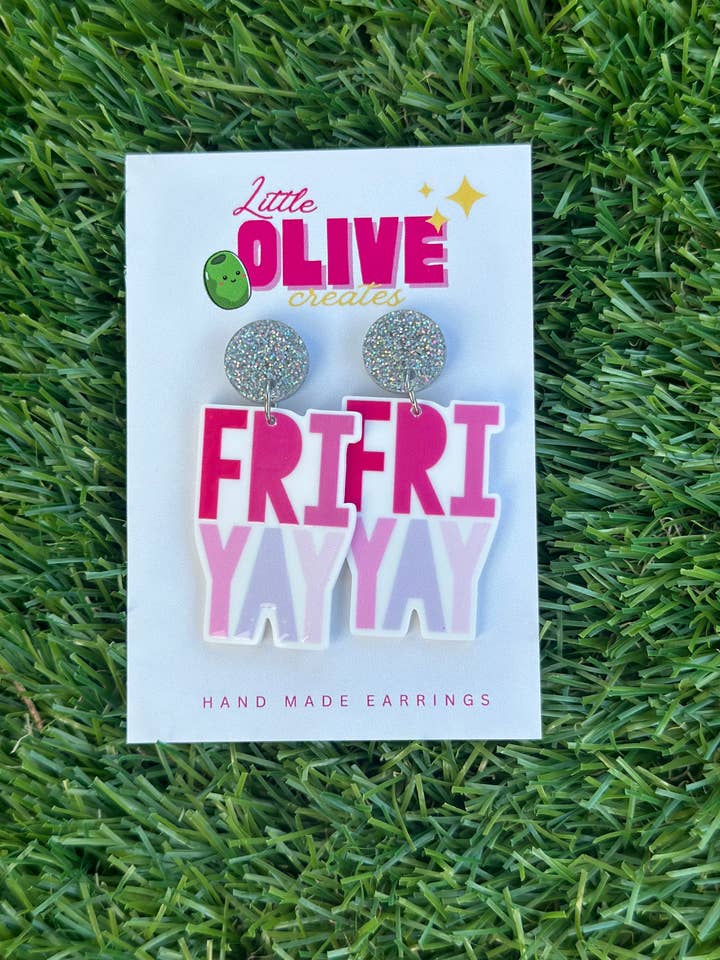 FRI-YAY Teacher Appreciation Celebration Earrings for wholesale by Little Olive Creates