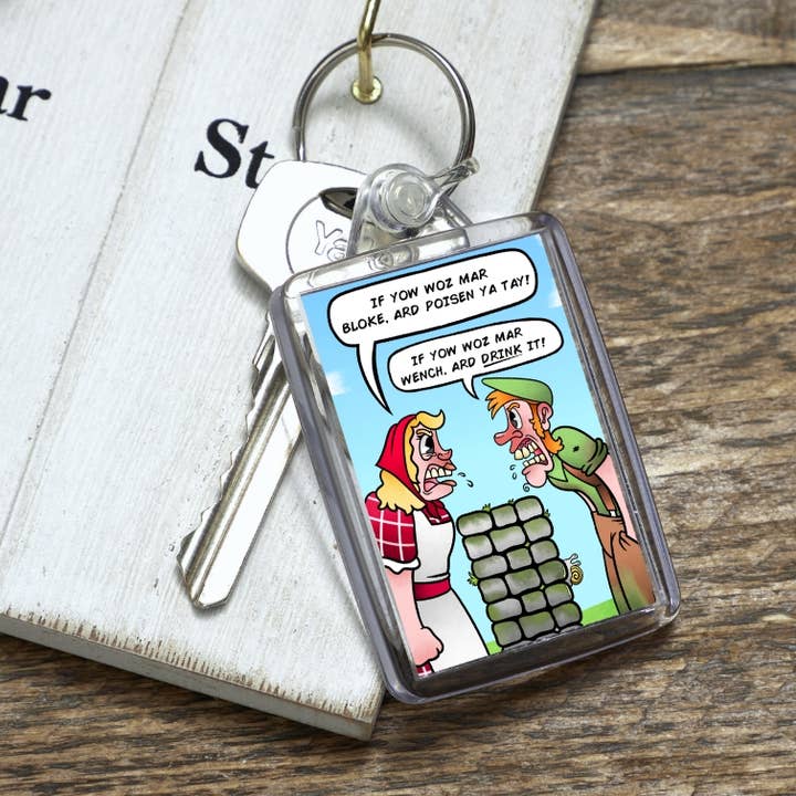 Si How Woz Mad Boke ! Porte-clés Joke pour la vente par Black Country Cards
