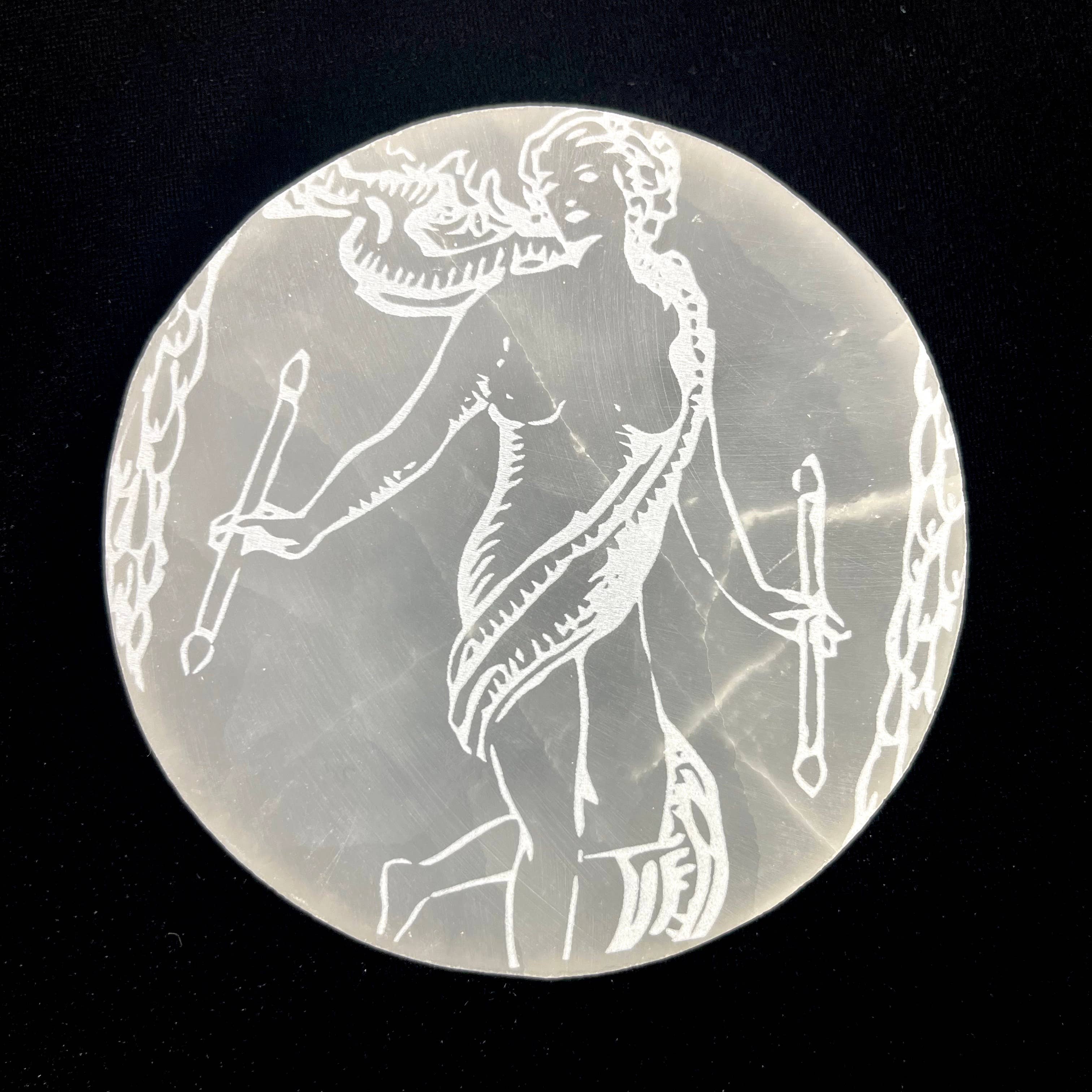 Pelham Grayson Rose - Wholesale Crystal Charging Plate - Major Arcana Etched | Selenite Crystal Charging Plate8