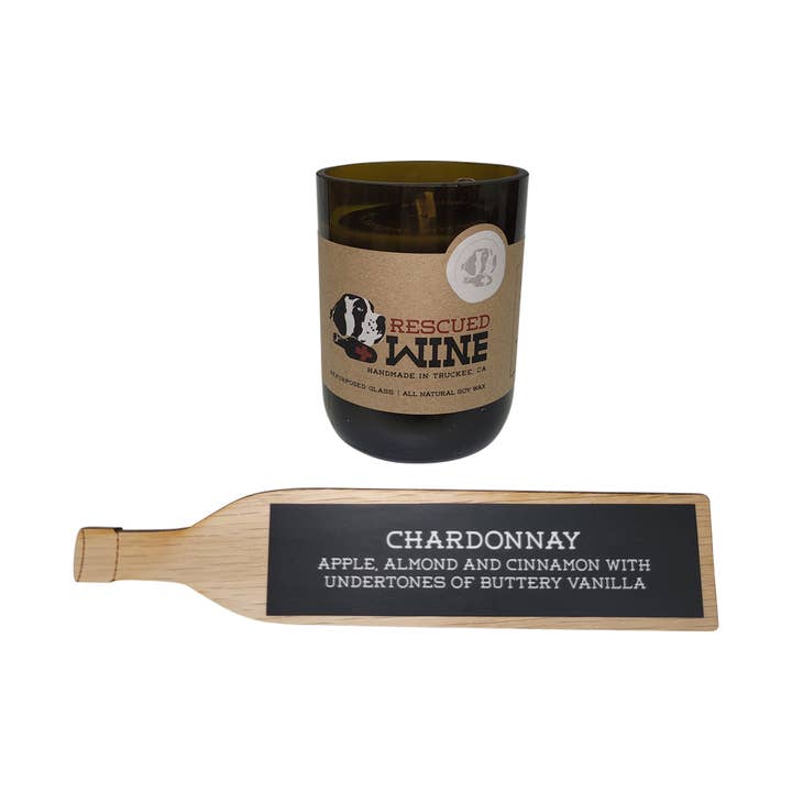 Rescued Wine Candles - Wholesale Retailer Display - Home & Living - Chardonnay shelf talker for display2
