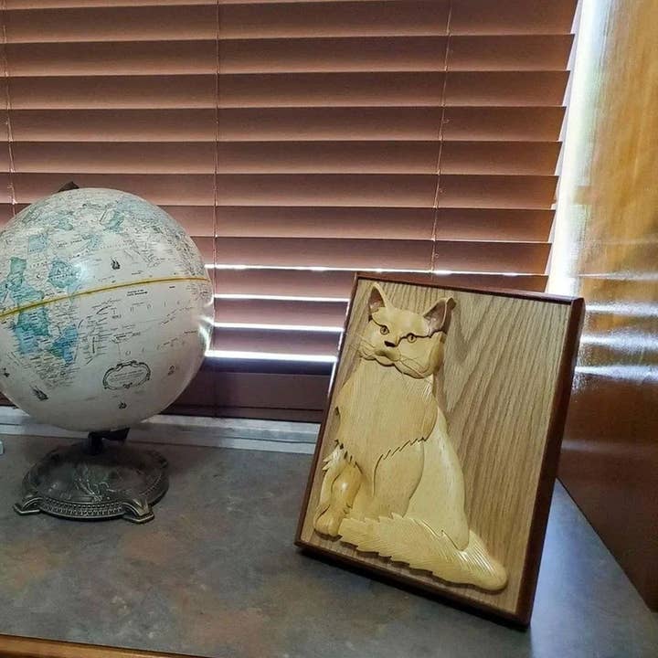 Positive Urns - Vendita all'ingrosso Urne/Scatole dei ricordi per animali domestici - Gatto a Pelo Lungo, Colore Chiaro - Urna in Legno Fatta a Mano