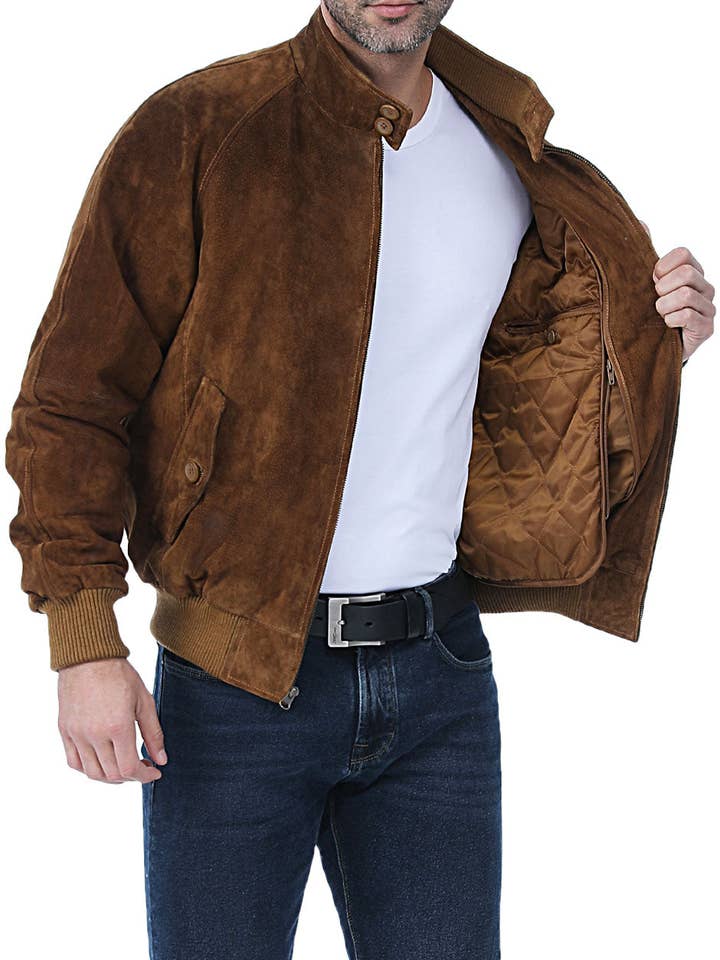 Landing Leathers Men WWII Suede Leather Bomber Jacket for wholesale by Landing Leathers