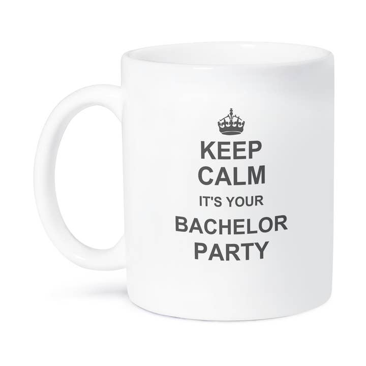 3dRose - Wholesale Koffiemok - 3dRose, Houd kalm het is je vrijgezellenfeest - humoristische vrijgezellenavond plezier - grappige parodie voor bruidegom crew, Mok8