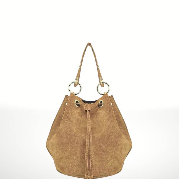 ITALIAN'S LEATHER - Wholesale Shoulder Bag - Women's - Arlecchino Suede Leather Bucket Bag 22062931