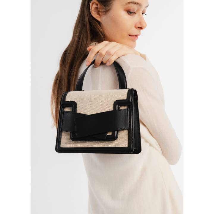 JULIA PARIS – Großhandel Messenger Bag – Damen – Canvas-Tasche mit Handgriff und Schulterriemen aus Leder