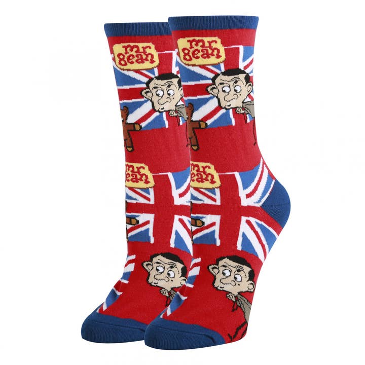 Oooh Yeah/Sock It Up/Oooh Geez Slippers - Wholesale Socks - Women's - Hanging with Mr Bean | Women's Cotton Crew Funny Socks