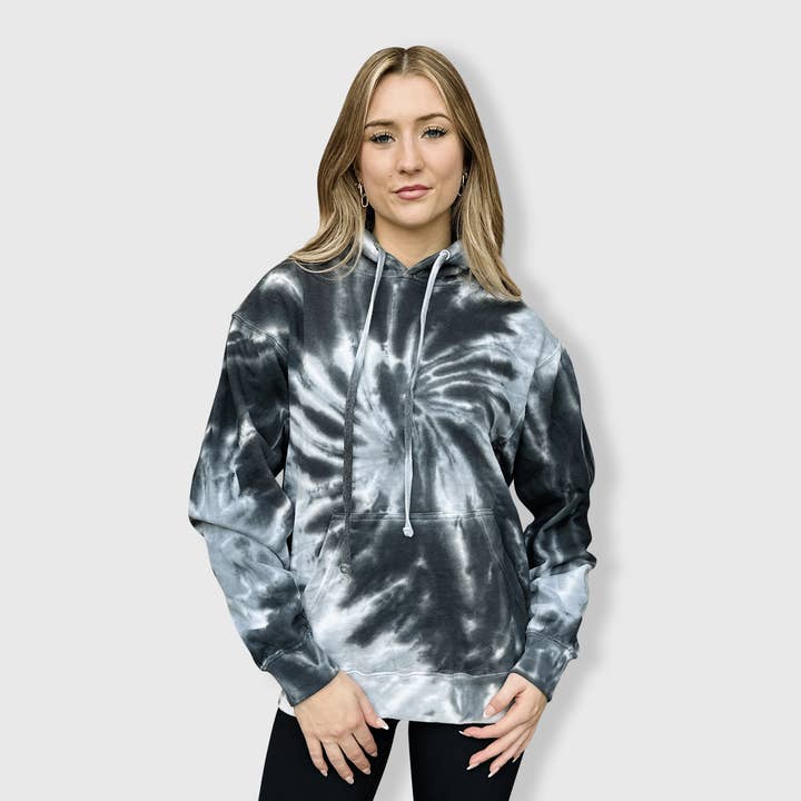 ILTEX Apparel - Vente Sweat à capuche – femme - Sweat à capuche épais Tie Dye Spiral noir