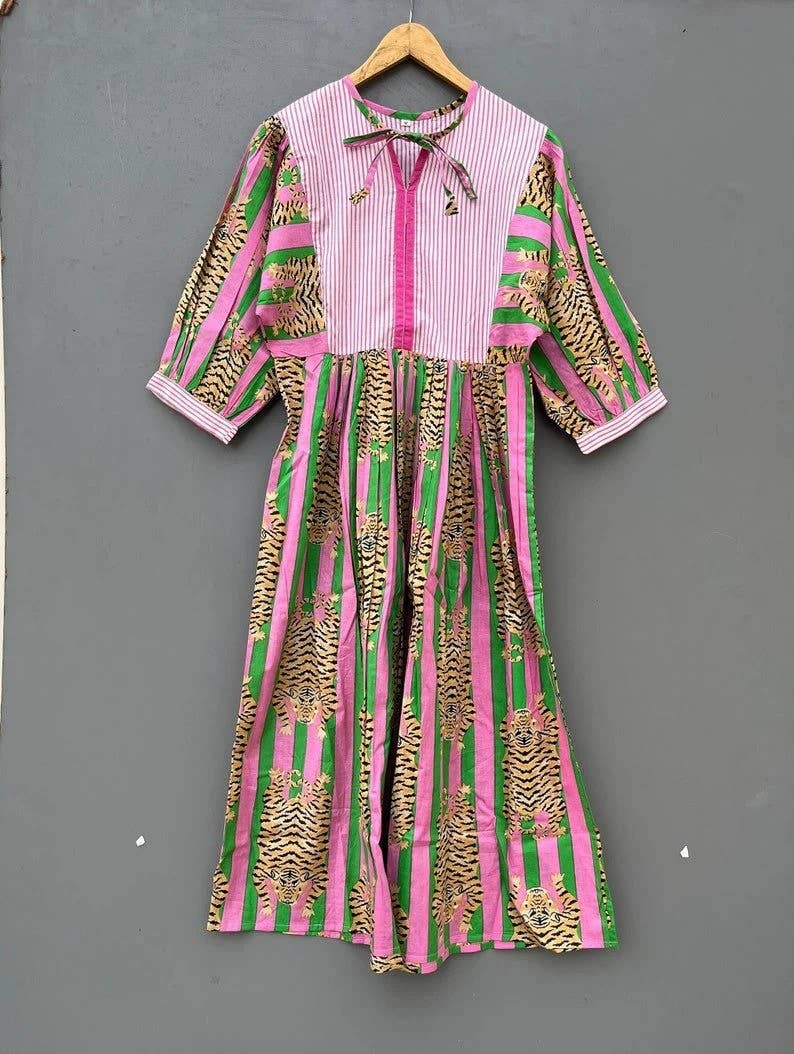 bhavnas boutique – wholesale Dress – Women's – Indian Soft Cotton Animal Print Summer Dress Night Midi Girl0