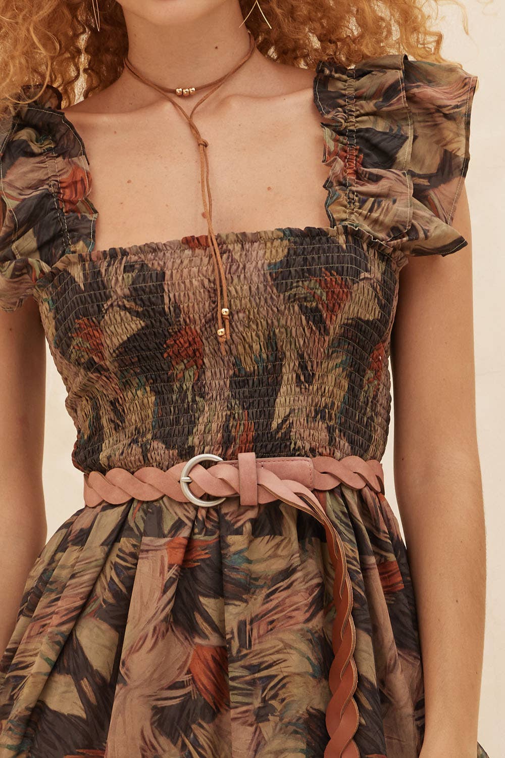 Promesa USA - Wholesale Dress - Women's - Abstract-Print Smocked Ruffle Midi Dress7