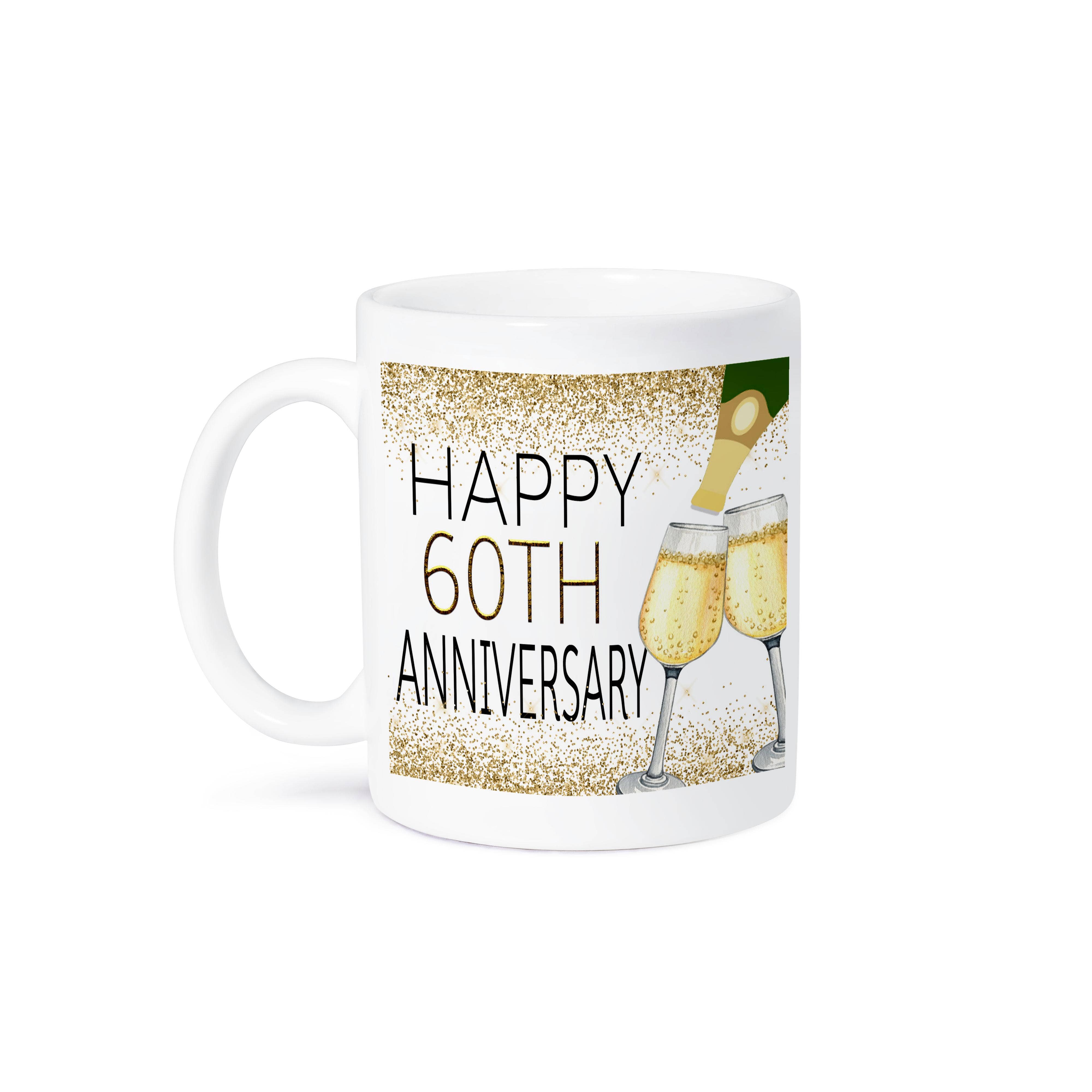 3dRose – wholesale Coffee mug – 3dRose, Happy 60th Anniversary Image Of Gold Champagne Glasses, Mug8