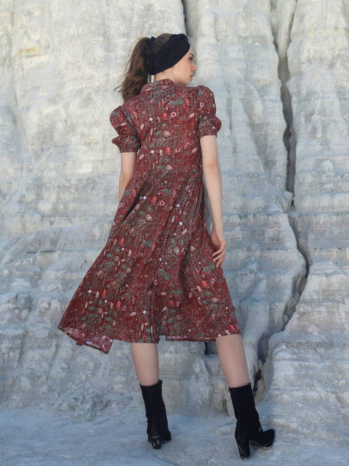 Multi Mocha eye midi dress for wholesale on Faire4