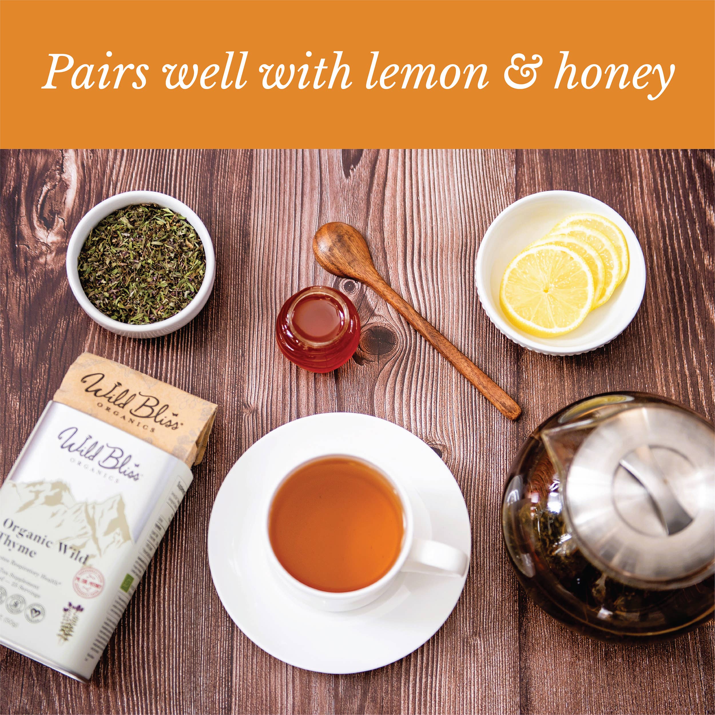 Wild Bliss - Wholesale Loose Tea - Organic Wild Thyme Wellness Tea - Loose Leaf, 25 Servings6