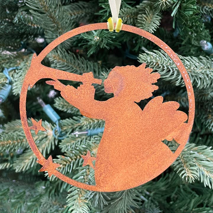 Trumpetängelprydnad, julklapp, minnesgåva, rustik för wholesale av Songs of Joy