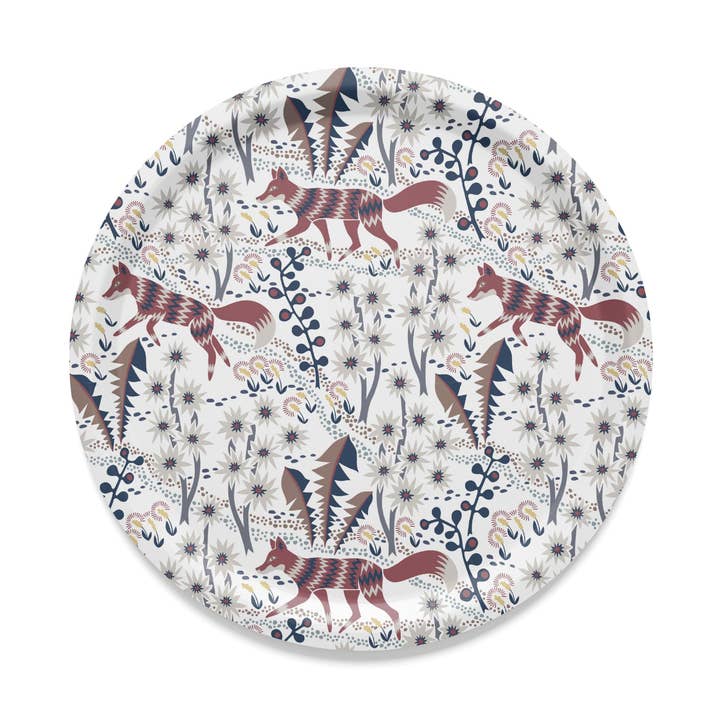 Plateau Rond Beige/Rouge Stjärnspeja pour la vente par Arvidssons Textil