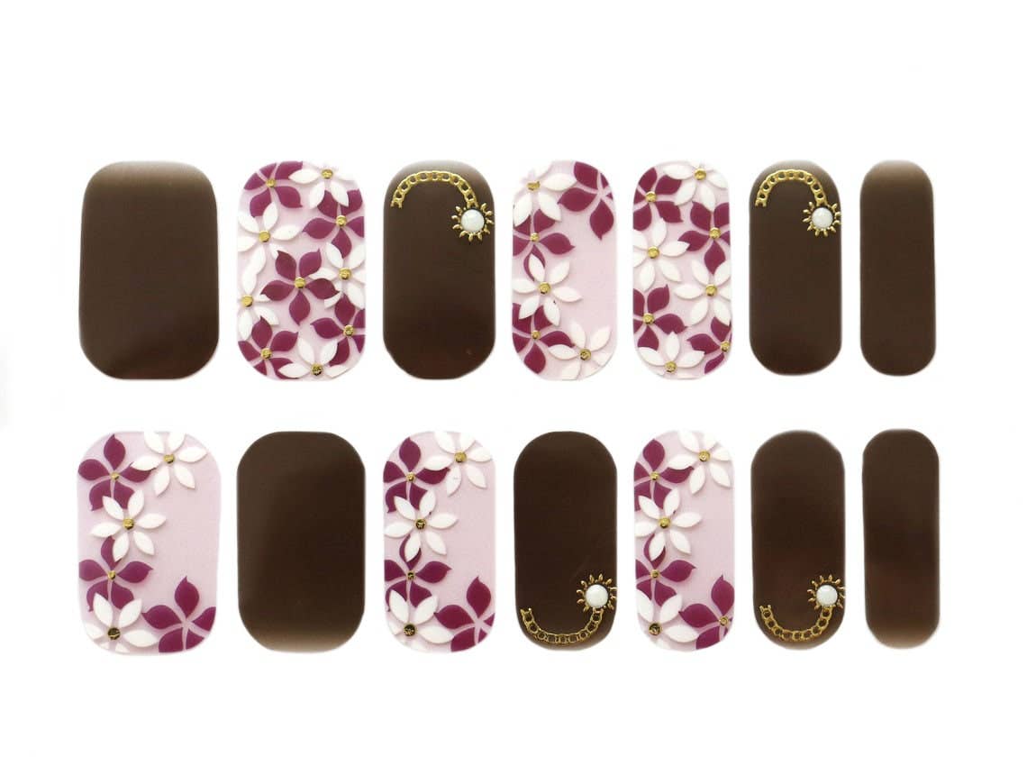 ClebleNails - Wholesale Nail Art/Decal - Black Purple Flower Floral Nail Wraps / Ombre 3D Pearl Nail Polish Strips / Transparent Overlay Lace Nail Stickers / Nail Wrap Free Shipping1