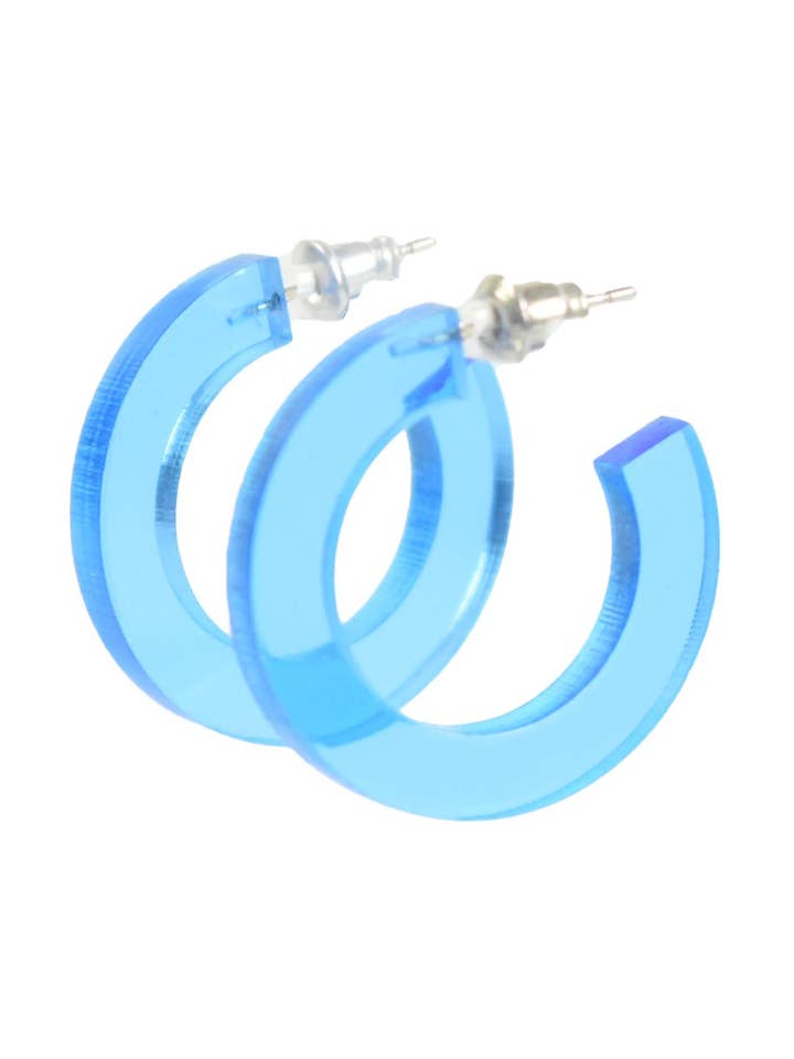 BLUE TRANSPARENT HOOPS for wholesale by The Paper Dress