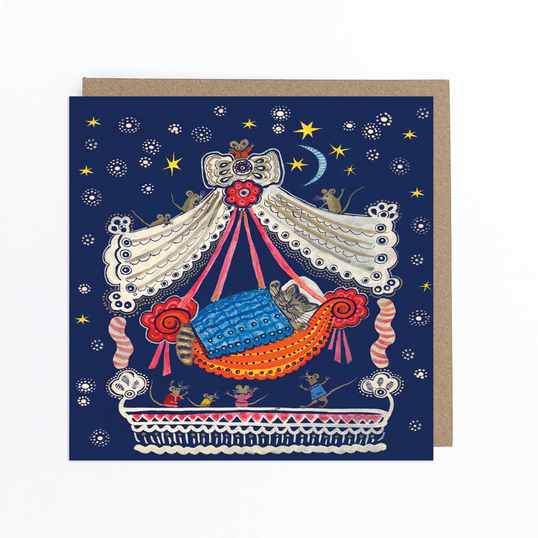 Kapelki Art – wholesale Everyday greeting card – Kitten in a Cradle Greeting Card1